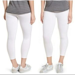 NORDSTROM White Crop Leggings L